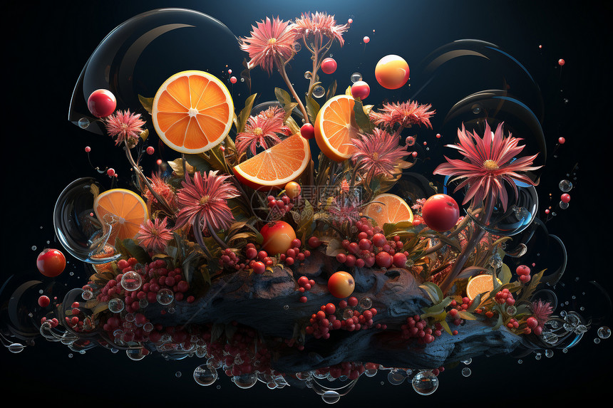 水晶般的水果艺术图片