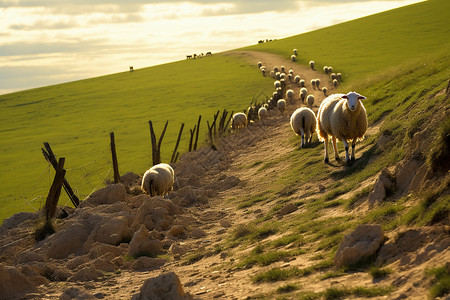 装载坡道坡道上的羊背景