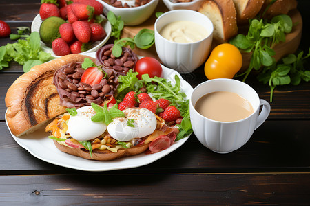 健康搭配的美味早餐图片