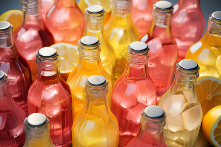夏日柠檬汽水彩色的饮料设计图片