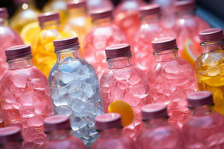 夏日柠檬汽水各种苏打水瓶设计图片