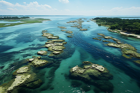 迷人珊瑚礁迷人的海湾浅滩风光航拍背景