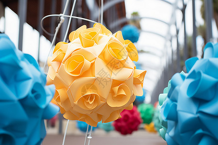 传统折纸花球背景图片