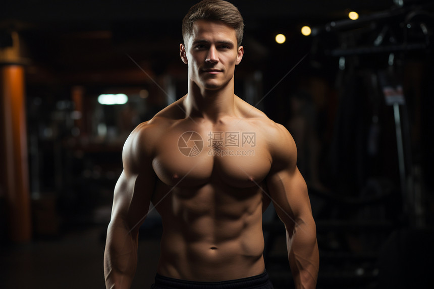 男性胸部肌肉特写图片