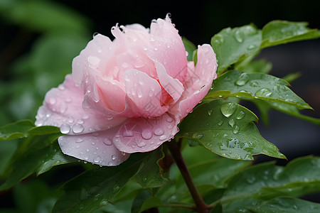 粉红色花瓣雨粉红色牡丹绽放背景