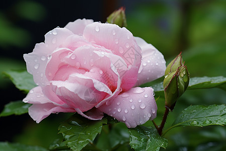 粉红色花瓣雨牡丹花背景