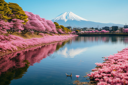 河口湖和富士山日本河口湖富士山背景