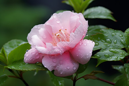 粉红色花瓣雨粉色芍药背景