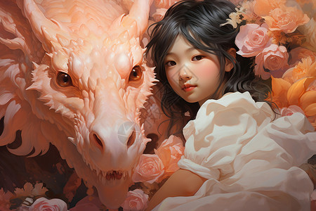 梦幻龙与少女背景图片