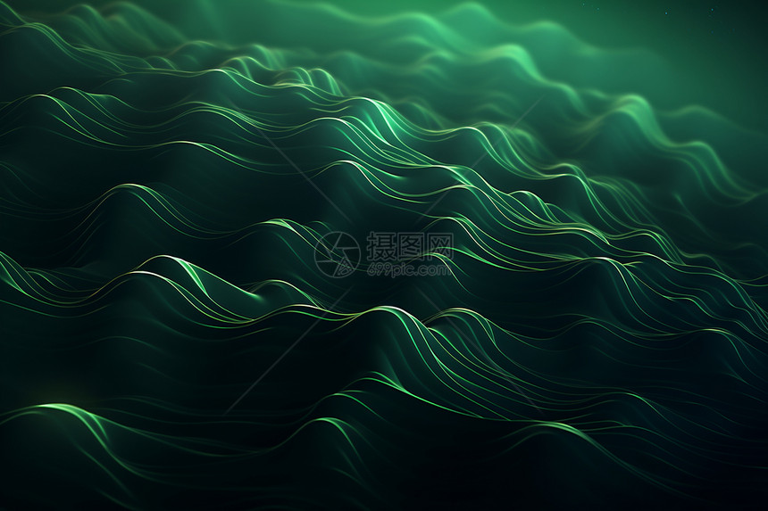 绿色波浪的3D壁纸图片