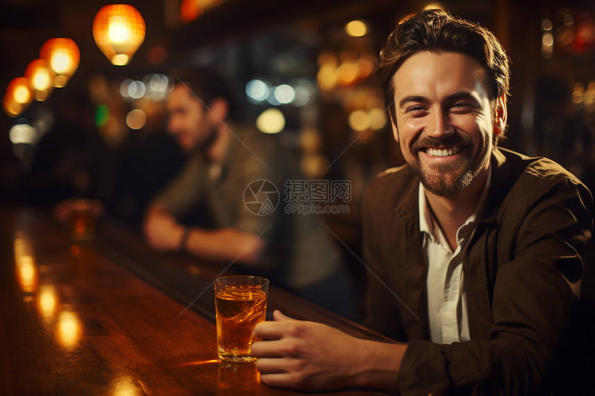 正在喝酒的男人图片