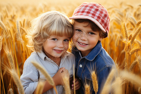 农田中的儿童图片