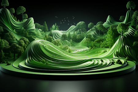 立体绿色抽象背景图片