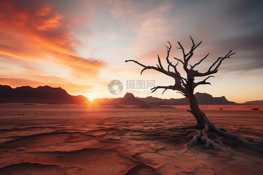 沙漠场景的日落景观图片