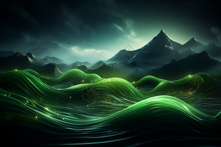 绿色波浪条纹图片