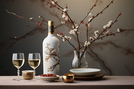 中国元素的酒具背景图片