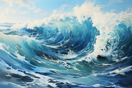 蓝色翻涌的潮水背景图片