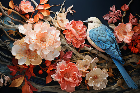 中国艺术花鸟刺绣图片