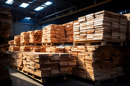 工厂中的木质材料图片