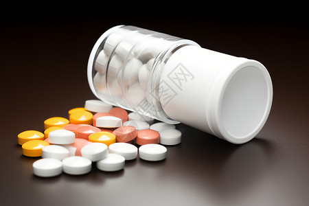 医疗药瓶中的药丸背景图片