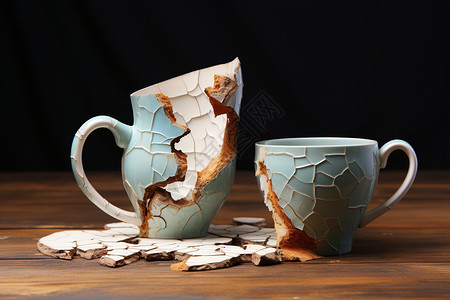 艺术感破碎的茶杯背景图片