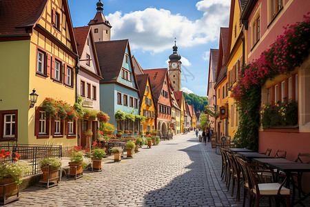 古老的欧式城镇街道背景图片