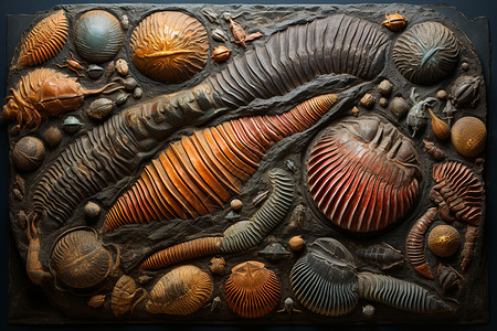 自然石化的古生物标本高清图片