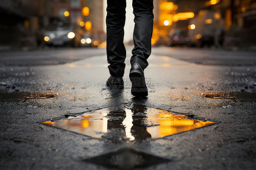独自走在街上的男人图片