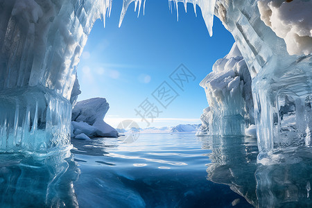 自然形成的贝加尔湖冰川景观图片