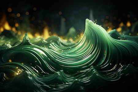 翠绿色波浪展示背景图片