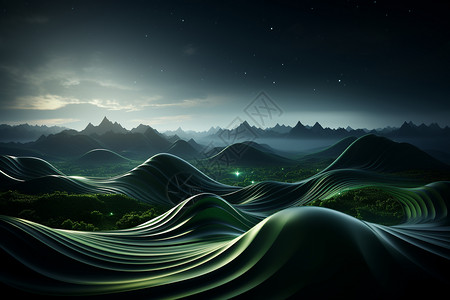 三维动态绿色波浪三维背景设计图片