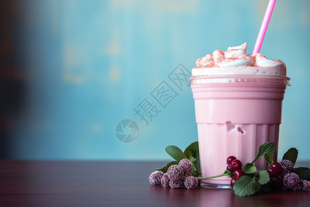 美味的蔓越莓奶昔背景图片