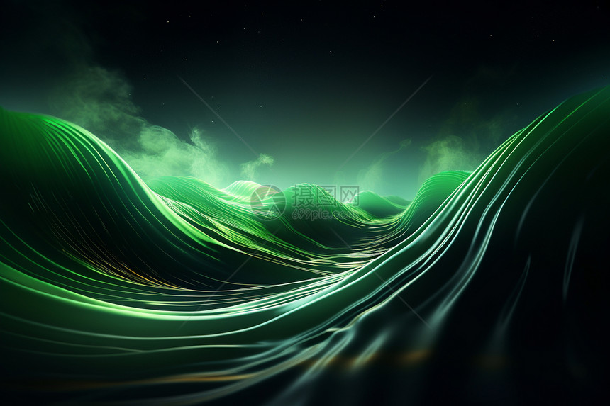 梦幻的绿色波浪背景图片