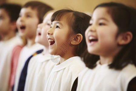 大声唱歌的小学生背景图片