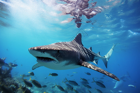 深海中的鲨鱼背景图片