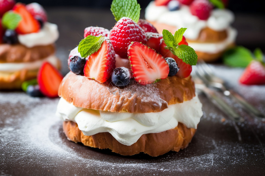 草莓蛋糕甜点图片