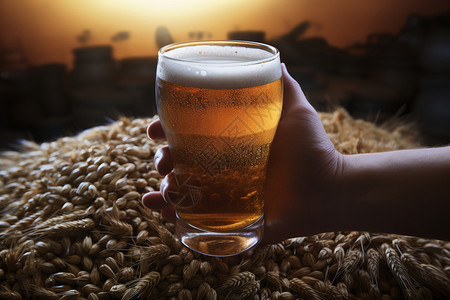 啤酒花酿造的清爽啤酒高清图片