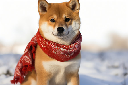 雪地里的宠物狗背景图片