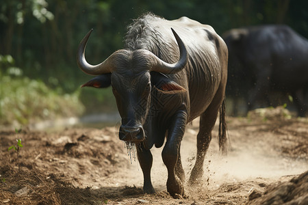 凶猛的非洲岬水牛图片
