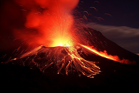 山灰柴爆发中的火山背景