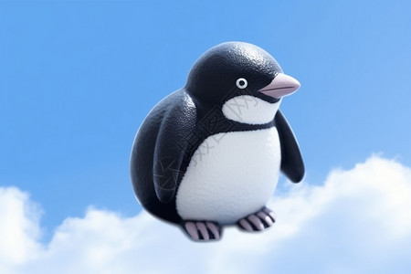 黑白小企鹅飞翔企鹅图片素材