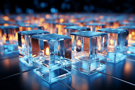 3D科技感玻璃立方体背景图片