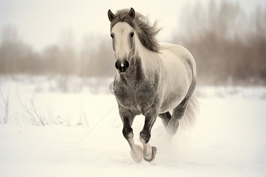雪地上美丽的马儿图片