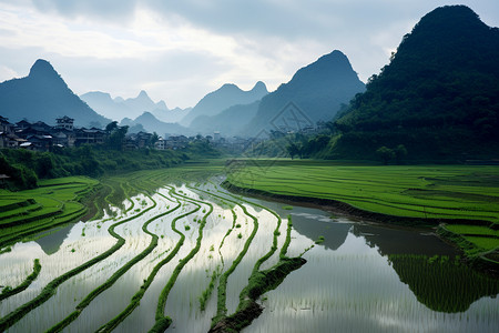 壮观的乡村稻田图片