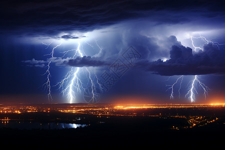 壮观的雷暴景观背景图片