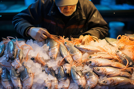 贩卖海鲜的摊贩图片