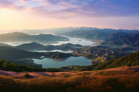 壮观的乡村山水景观图片