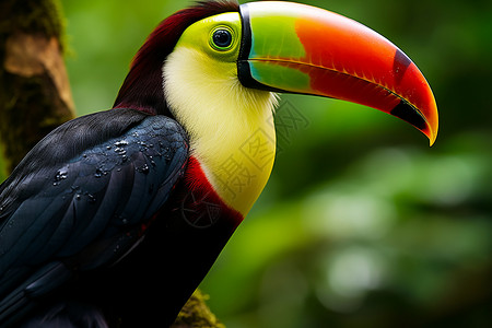 丛林中野生的巨嘴鸟鸟类高清图片素材