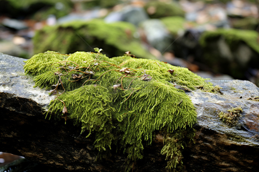 户外岩石上的苔藓图片