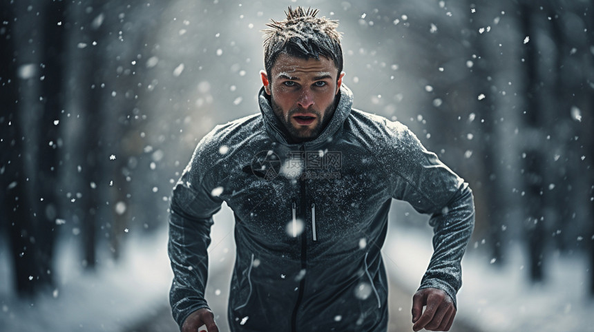 在雪中运动的男子图片